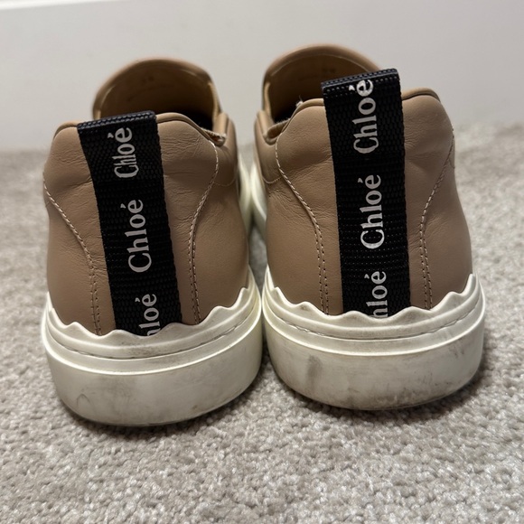Chloe Lauren Scallop Detail Leather Sneakers Size 38 / US 7.5 - Picture 3 of 9